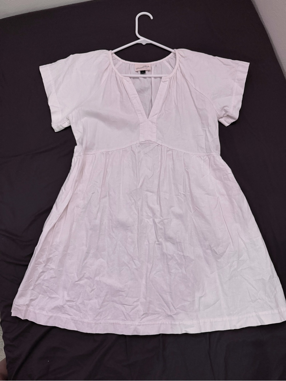 Universal Thread White Cotton V-Neck Mini Dress Swim Cover Up with Pockets